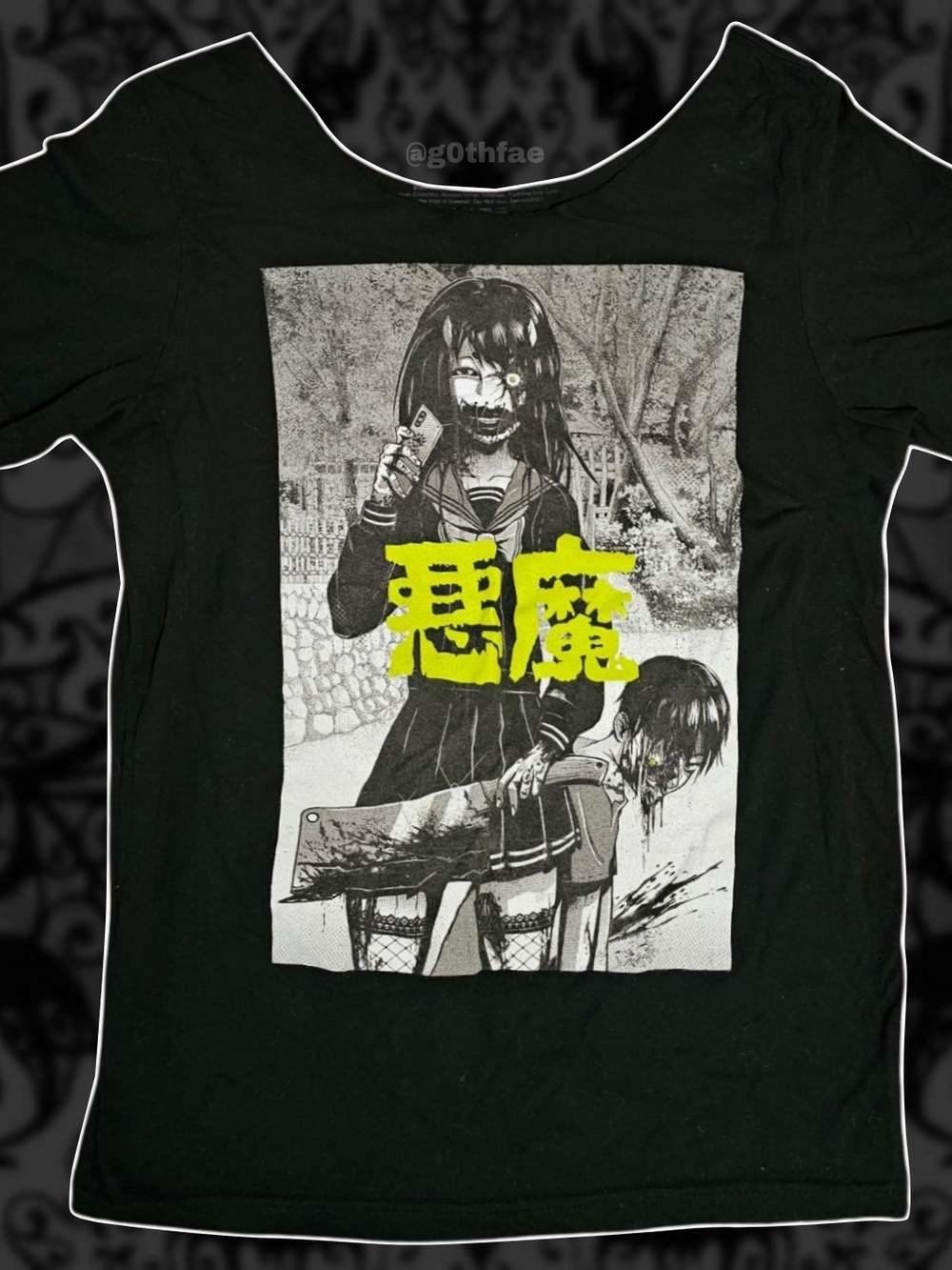Zombie Makeout Club Butcher Love Hurts Off Shoulder Graphic Tee With Green Print
